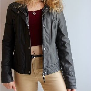 Jessica Simpson Black Faux Leather Biker Jacket